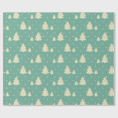 Retro Winter Trees op Turquoise Cadeaupapier (Vlak)