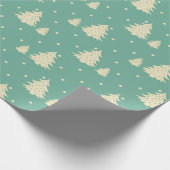 Retro Winter Trees op Turquoise Cadeaupapier (Hoek)