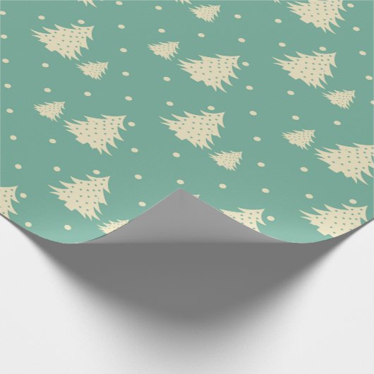 Retro Winter Trees op Turquoise Cadeaupapier (Hoek)