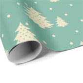 Retro Winter Trees op Turquoise Cadeaupapier (Rol Hoek)