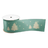 Retro Winter Trees op Turquoise Satijnen Lint (Spoel)