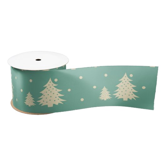 Retro Winter Trees op Turquoise Satijnen Lint (Spoel)