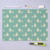 Retro Winter Trees op Turquoise Tissuepapier (Craft)