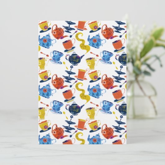  Retro Winter Whimsical Tea Party Aankondiging (Staand voorkant)