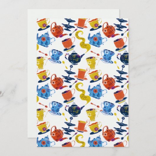 Retro Winter Whimsical Tea Party Aankondiging (Voorkant / Achterkant)