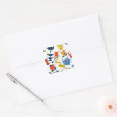  Retro Winter Whimsical Tea Party Vierkante Sticker (Envelop)