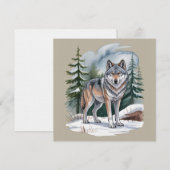 Retro Winter Wolf Waterverf 90's Wildernis Natuur Kaart (Voorkant / Achterkant)