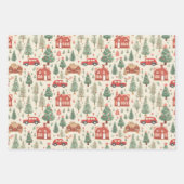 Retro Winter Wonderland kerstboom cadeau Inpakpapier Vel (Voorkant 3)