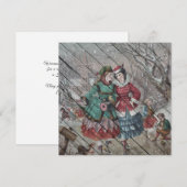 Retro |  winterdorp Happy Feestdagenkaart (Voorkant / Achterkant)