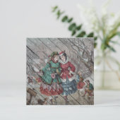 Retro |  winterdorp Happy Feestdagenkaart (Staand voorkant)