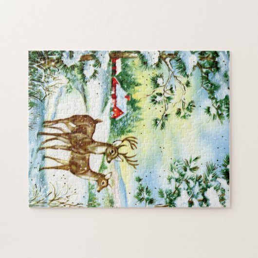 retro Winterhert Legpuzzel (Horizontaal)