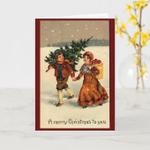  retro winterkerst gepersonaliseerd kaart (Gele Bloem)