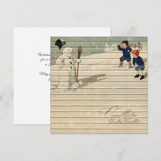 Retro |  Winterspelen voor kinderen Feestdagenkaart (Voorkant / Achterkant)
