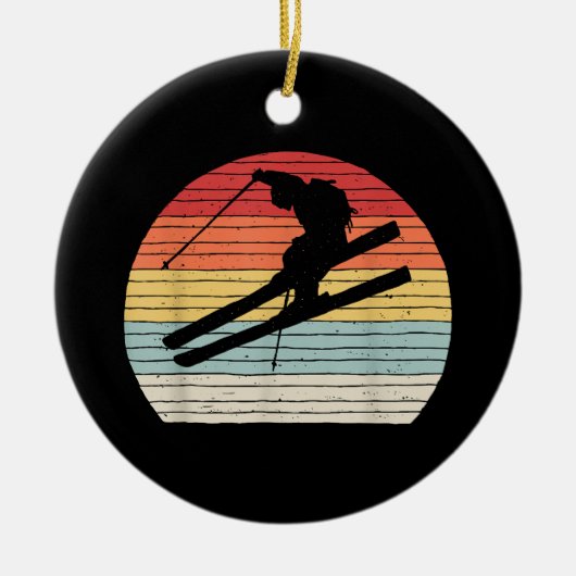 Retro Wintersport Skiën Keramisch Ornament (Voorkant)