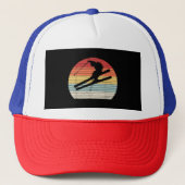 Retro Wintersport Skiën Trucker Pet (Voorkant)