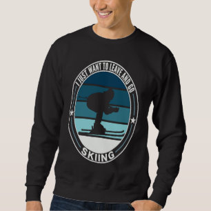 Retro wintersport zonsondergang ski grappige ski c trui