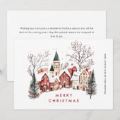 Retro Winterstad Kerstmarkt Bedrijf Feestdagenkaart (Voorkant / Achterkant)