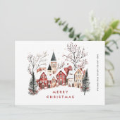 Retro Winterstad Kerstmarkt Bedrijf Feestdagenkaart (Staand voorkant)