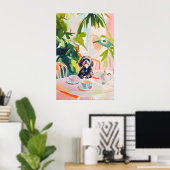 Retro Wirehaired Pointing Griffon Poster (Thuiskantoor)