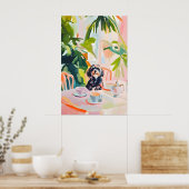 Retro Wirehaired Pointing Griffon Poster (Keuken)