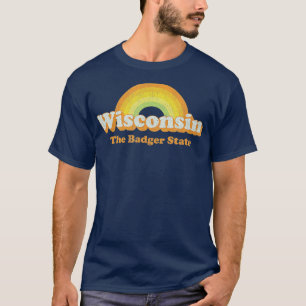 Retro Wisconsin  70s Regenboogontwerp T-shirt