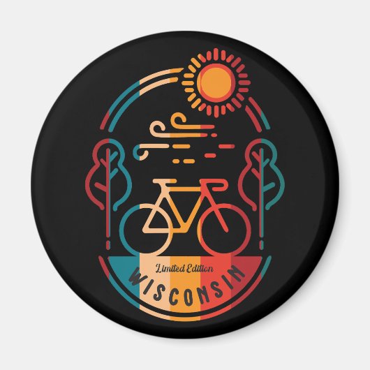 Retro Wisconsin Fietsroute Magneet (Voorkant)