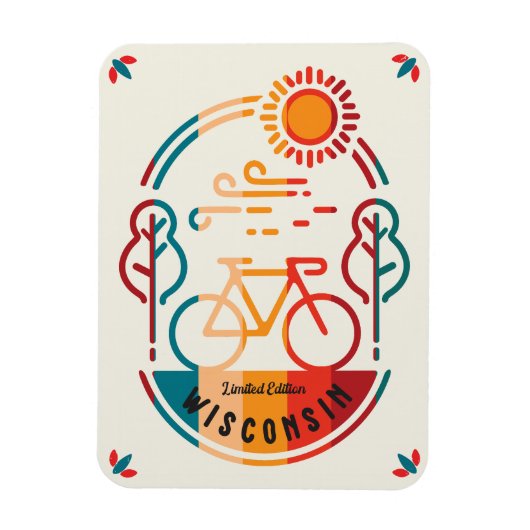 Retro Wisconsin Fietsroute Magneet (Verticaal)