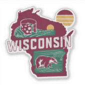 Retro Wisconsin State Car Sticker (Voorkant)