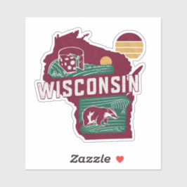 Retro Wisconsin State Car Sticker