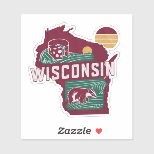 Retro Wisconsin State Car Sticker (Vel)