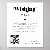 Retro Wishing Well Honeymoon Fund Trouwbord Poster (Voorkant)