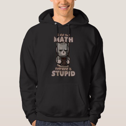 Retro Wiskunde Kat Schattig Grumpy Schattig Kat Hoodie (Voorkant)