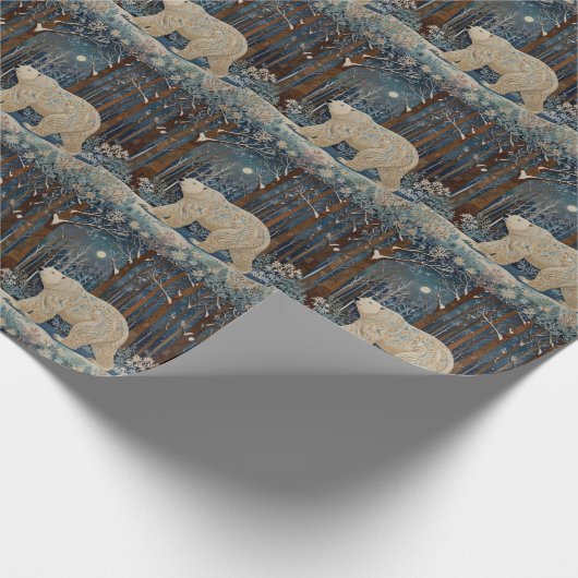 Retro wit beer boho winterbos cadeaupapier (Hoek)