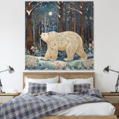 Retro wit beer boho winterbos canvas afdruk (Insitu (Slaapkamer))