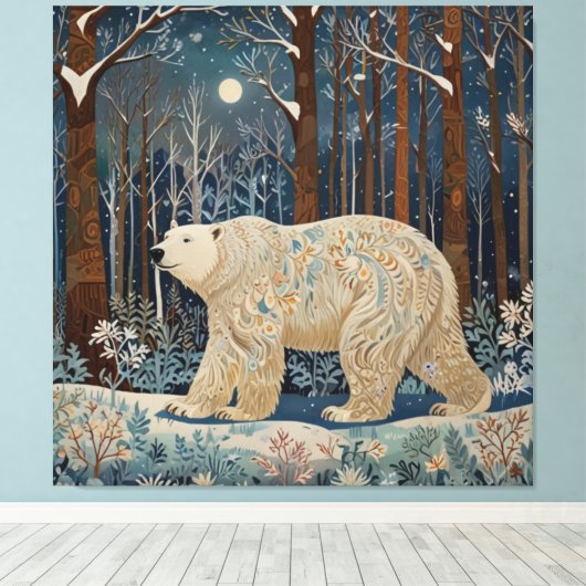 Retro wit beer boho winterbos canvas afdruk (Insitu (Houten vloer))