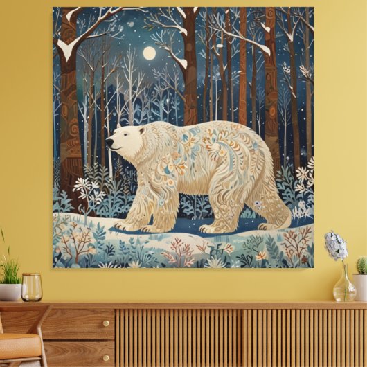 Retro wit beer boho winterbos canvas afdruk (Insitu (Woonkamer))