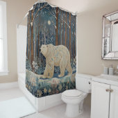 Retro wit beer boho winterbos douchegordijn (In situ)