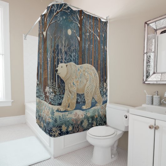 Retro wit beer boho winterbos douchegordijn (In situ)