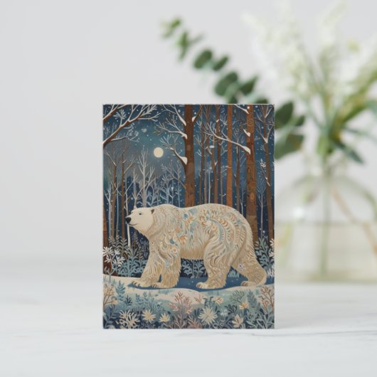 Retro wit beer boho winterbos feestdagenkaart (Staand voorkant)