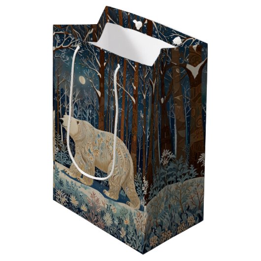 Retro wit beer boho winterbos medium cadeauzakje (Voorkant Gekanteld)