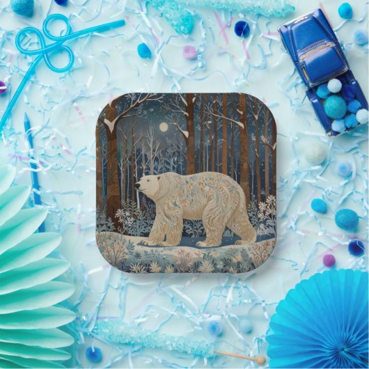 Retro wit beer boho winterbos papieren bordje (Feest)