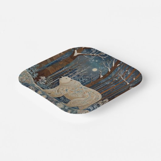 Retro wit beer boho winterbos papieren bordje (Gebogen)