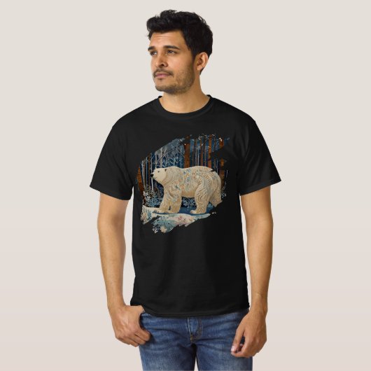 Retro wit beer boho winterbos t-shirt (Voorkant volledig)