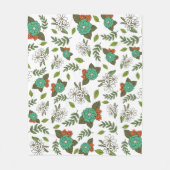 Retro Wit en Groen Bloemmotief Fleece Deken (Voorkant)