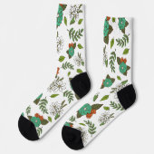 Retro wit en groen bloemmotief sokken (Links)