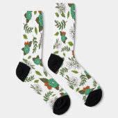 Retro wit en groen bloemmotief sokken (Rechts)