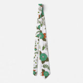Retro Wit en Groen Bloemmotief Stropdas (Achterkant)