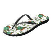 Retro wit en groen bloemmotief teenslippers (Schuin)