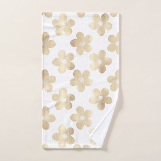 Retro Wit Goud Daisy Bloemen Bad Handdoek (Handdoek)