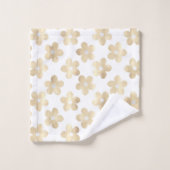 Retro Wit Goud Daisy Bloemen Bad Handdoek (Wasdoekje)